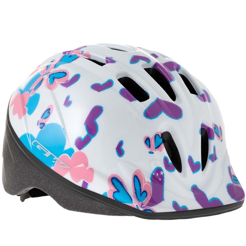 Casco Infantil N1 Blanco Corazones Morados