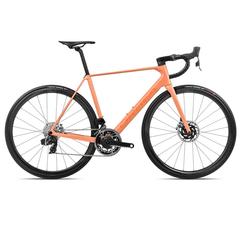 2024 Orbea ORCA M11eLTD PWR Racing Road Bike - 57cm, Orange Cloud (Matte) - Stone Blue (Matte-Gloss)