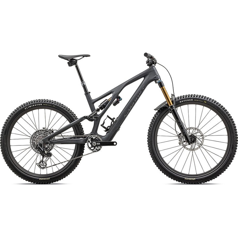 2024 SPECIALIZED STUMPJUMPER EVO S-WORKS BIKE - S1, SATIN SMOKE / COOL GREY / ELECTRIC GREEN / GLOSS SMOKE LIQUID METAL