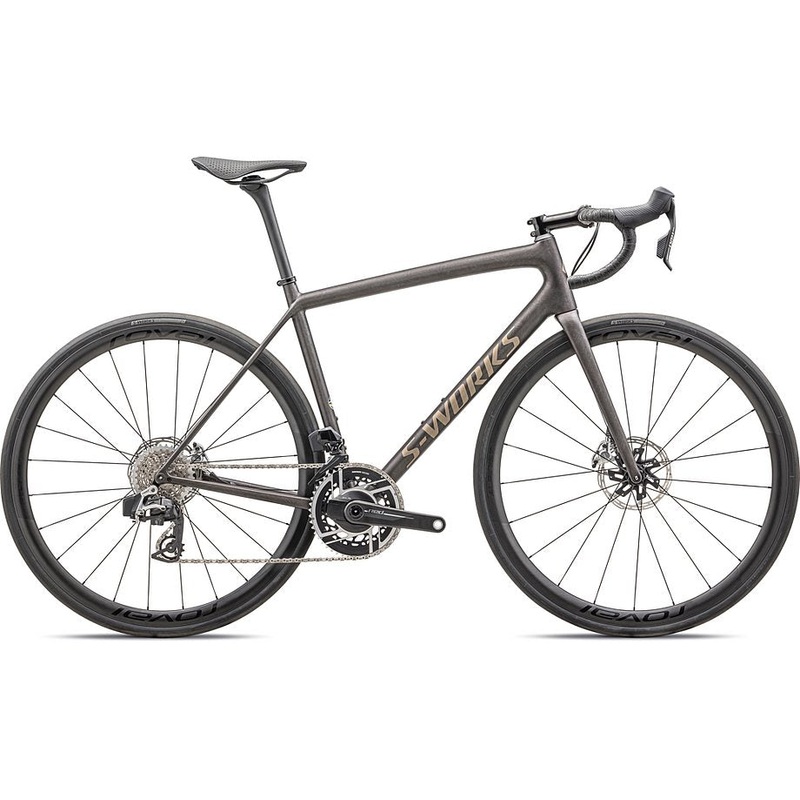 2025 SPECIALIZED AETHOS S-WORKS ETAP BIKE - 61, SATIN DOPPIO / GUNMETAL DRY BRUSHED / GOLD PEARL