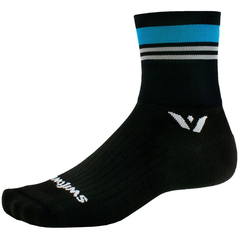 Aspire Four Stripe Socks - 4" Aqua Gray X-Large