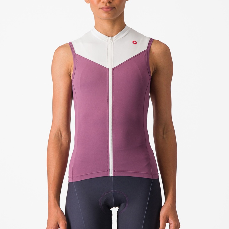 Maglia donna senza maniche Castelli Solaris - Bianco viola