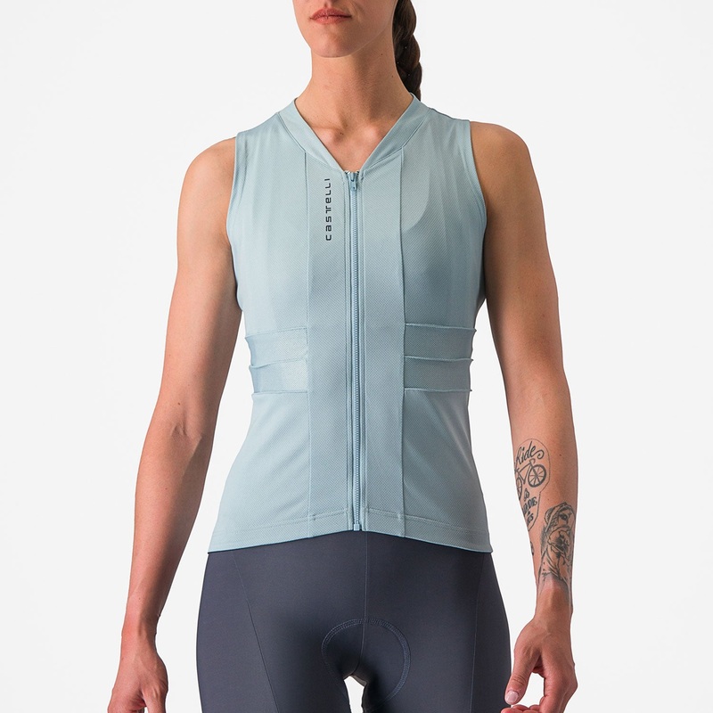 Maglia donna senza maniche Castelli Anima 4 - Azzurro chiaro