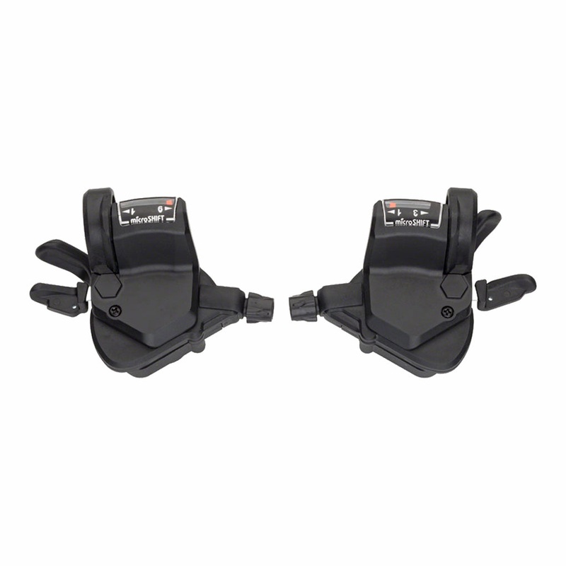 microSHIFT Mezzo Thumb-Tap Shifter Set, 9-Speed, Triple, Optical Gear Indicator